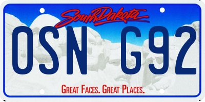 SD license plate 0SNG92