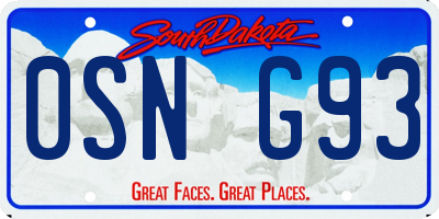 SD license plate 0SNG93