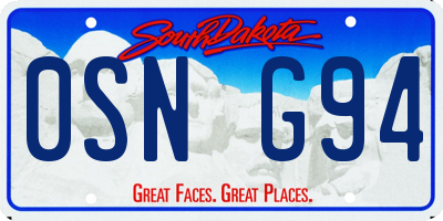 SD license plate 0SNG94
