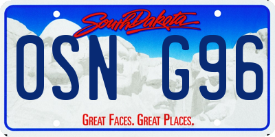 SD license plate 0SNG96