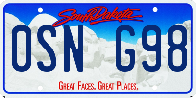 SD license plate 0SNG98