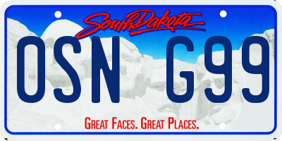 SD license plate 0SNG99
