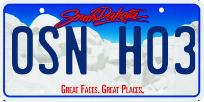 SD license plate 0SNH03