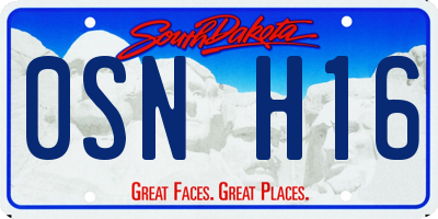 SD license plate 0SNH16