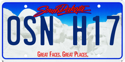 SD license plate 0SNH17