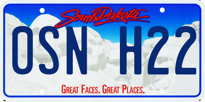 SD license plate 0SNH22