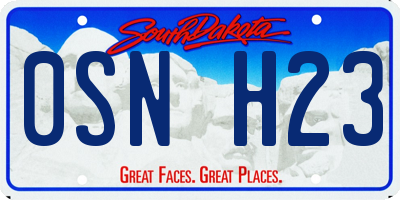 SD license plate 0SNH23