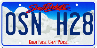 SD license plate 0SNH28