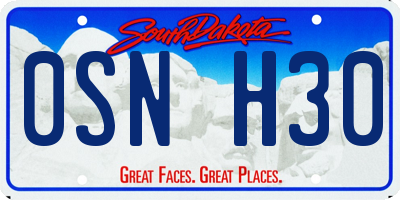 SD license plate 0SNH30