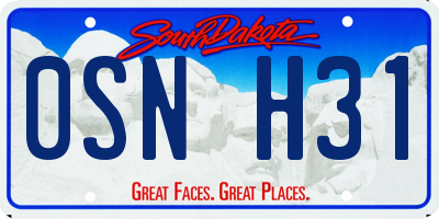 SD license plate 0SNH31