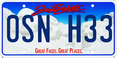 SD license plate 0SNH33