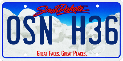 SD license plate 0SNH36