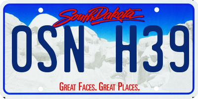 SD license plate 0SNH39