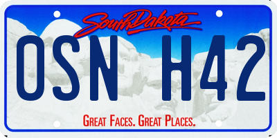 SD license plate 0SNH42