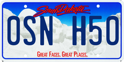 SD license plate 0SNH50