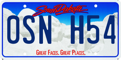 SD license plate 0SNH54