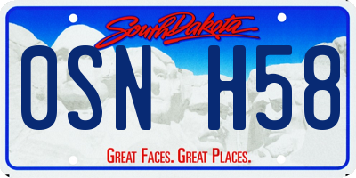SD license plate 0SNH58