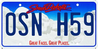 SD license plate 0SNH59