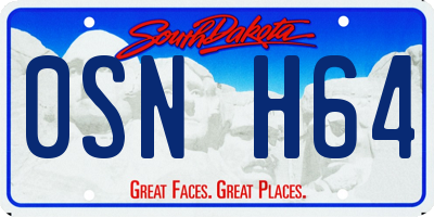 SD license plate 0SNH64