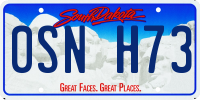 SD license plate 0SNH73
