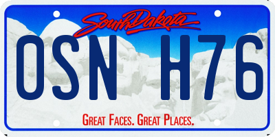 SD license plate 0SNH76
