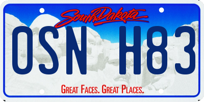 SD license plate 0SNH83