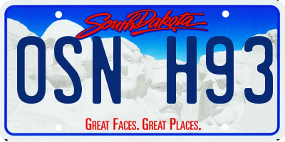 SD license plate 0SNH93