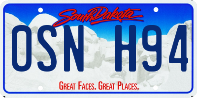 SD license plate 0SNH94