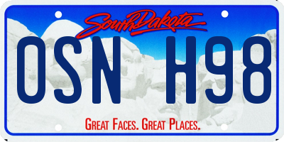 SD license plate 0SNH98