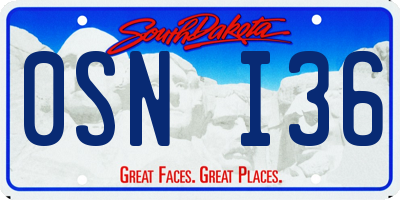 SD license plate 0SNI36