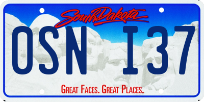 SD license plate 0SNI37