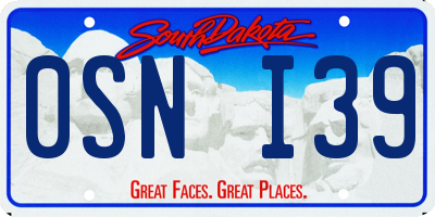 SD license plate 0SNI39