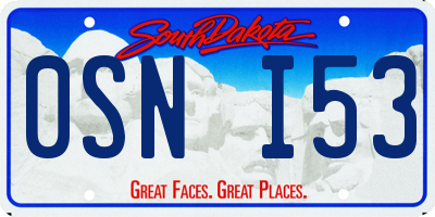 SD license plate 0SNI53