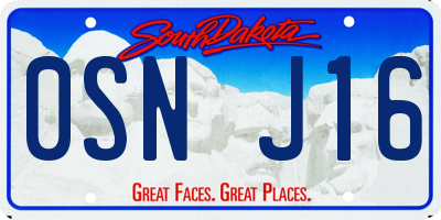 SD license plate 0SNJ16