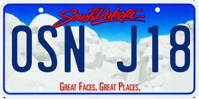 SD license plate 0SNJ18