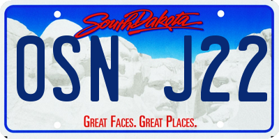 SD license plate 0SNJ22
