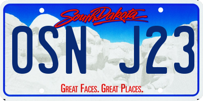 SD license plate 0SNJ23