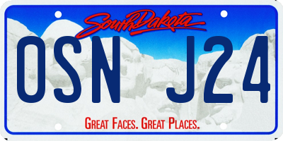 SD license plate 0SNJ24