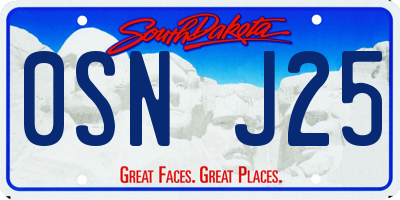 SD license plate 0SNJ25