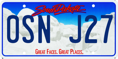 SD license plate 0SNJ27