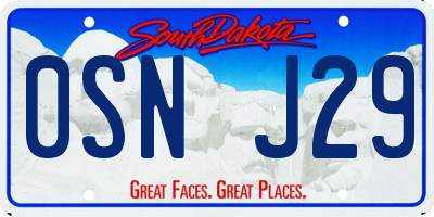 SD license plate 0SNJ29