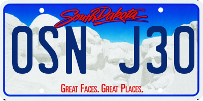 SD license plate 0SNJ30