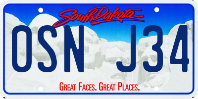 SD license plate 0SNJ34