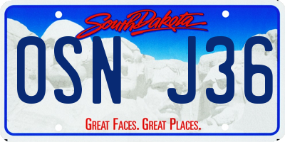 SD license plate 0SNJ36