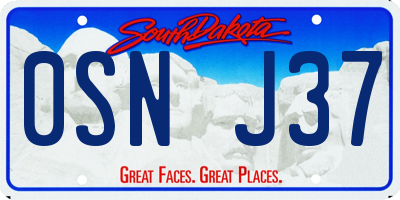 SD license plate 0SNJ37