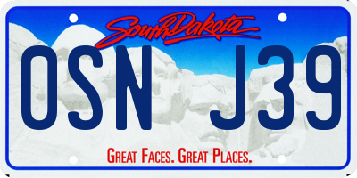 SD license plate 0SNJ39