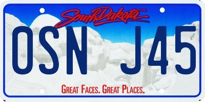 SD license plate 0SNJ45