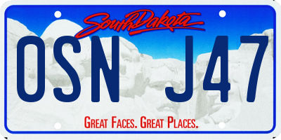 SD license plate 0SNJ47