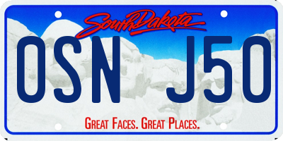 SD license plate 0SNJ50
