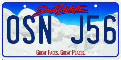 SD license plate 0SNJ56